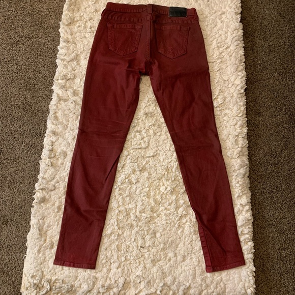 True Religion Halle Crimson Red Maroon Wine Coated Super Skinny Jeans Womens 30 - Picture 9 of 9